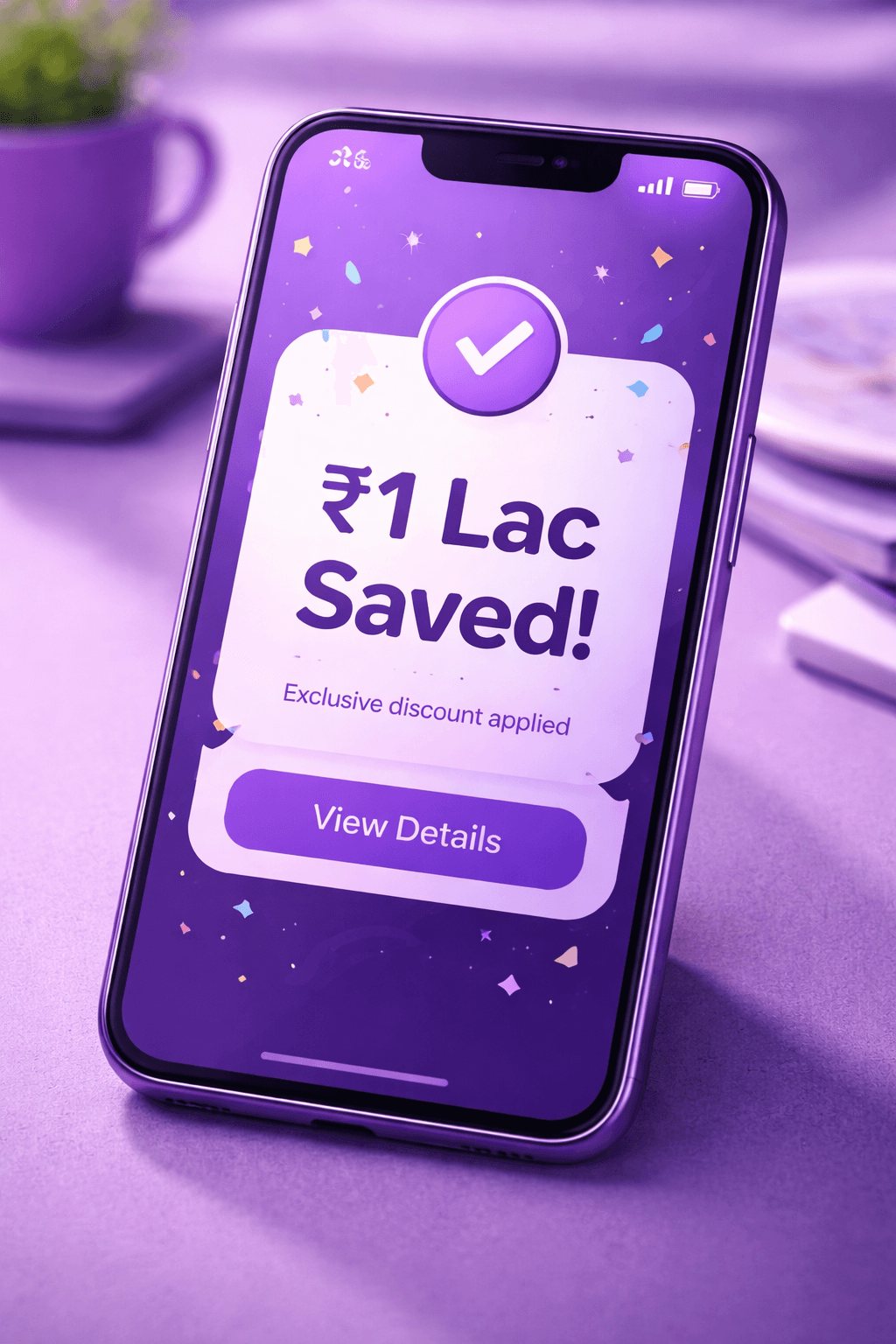 Phone showing property offer savings